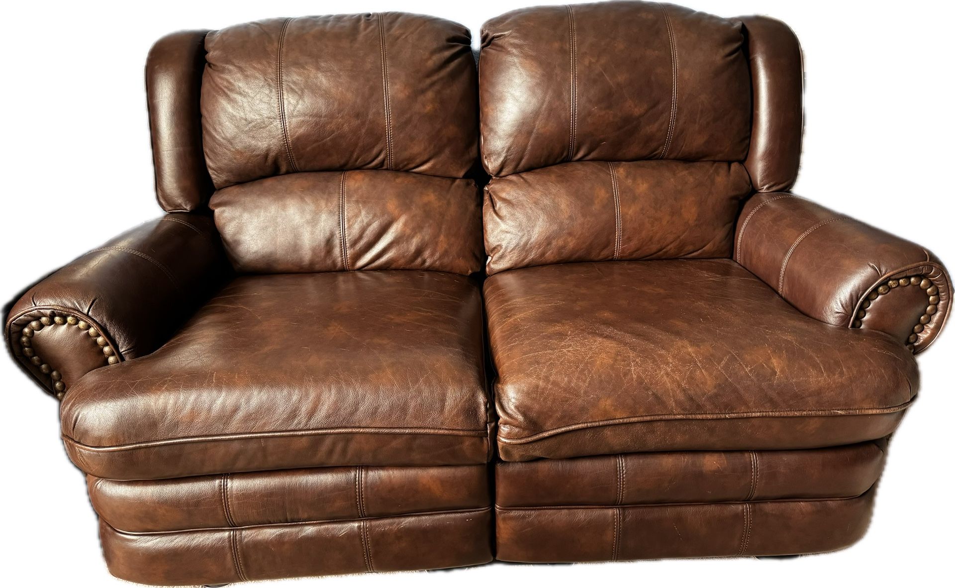 Brown Leather Love Seat And Recliner