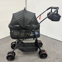 Black Pet Stroller for Small Dogs with Detachable Carrier, Max Load 55 lbs, Easy Folding, Compact Portable, Dog Carriage Cart Car Seat 3 in 1