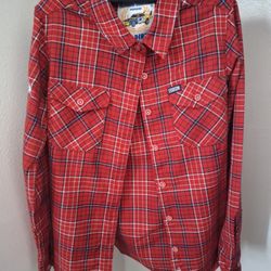 DIXXON Flannel Company Men's The Dirte Joe Dirt Red Plaid Shirt Size Medium