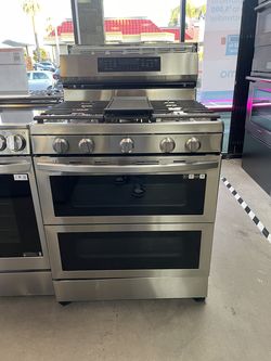 Samsung 30” double oven gas freestanding range with air fry
