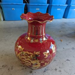 red ceramic vase