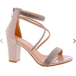 Block Heels Peach Beige Nude Color Strap Shoes