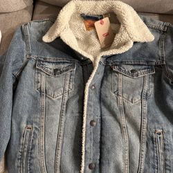 Levi’s Sherpa Trucker Jacket Men’s Medium Mustard Denim Type III