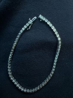 Genuine 10K White Gold Natural Diamond Tennis Bracelet 0.51ct