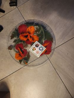 Peggy Karr Fused Glass Poppy Plate