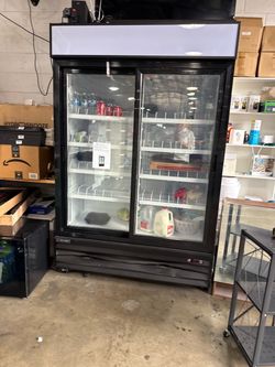 53 In. Commercial Merchandiser Refrigerator With Two Swinging Glass Doors,45 Cu. Ft. And LED Lighting In Black