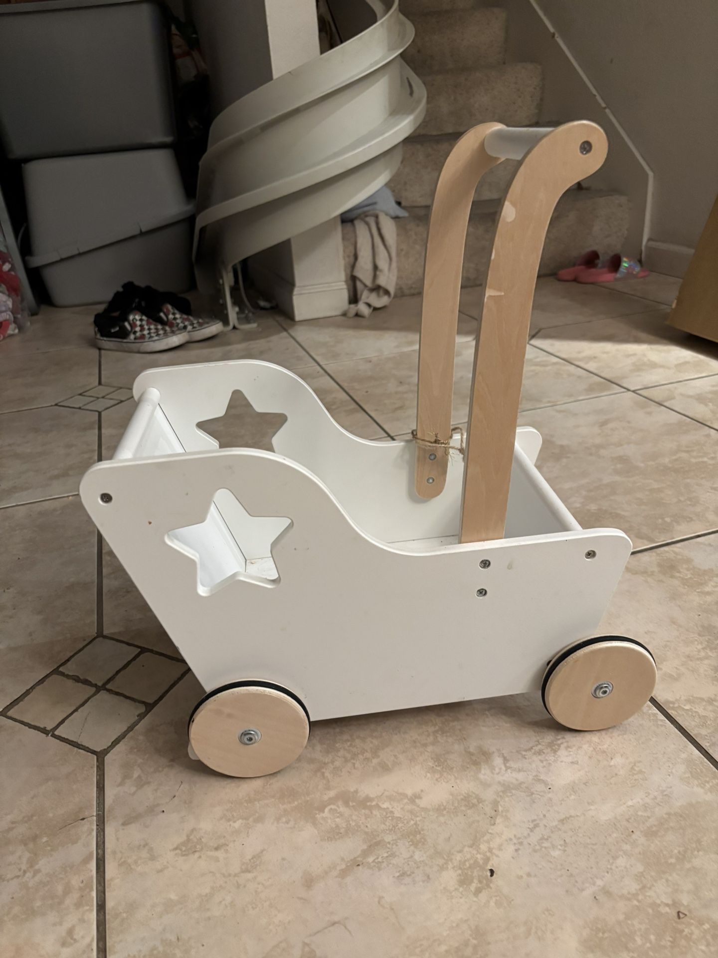 Baby Doll Stroller Walker Toy Wooden