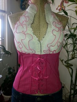 Corset Style Top & Denim Skirt