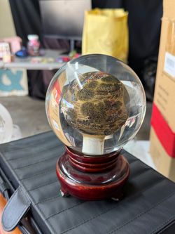Asian Art Crystal Glass Globe Paperweight – Decorative Display