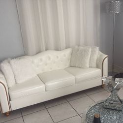 White Leather Couch. 