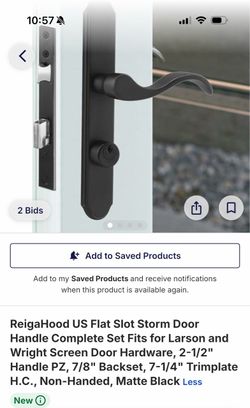 ReigaHood Storm Door Handle Set Matte Black