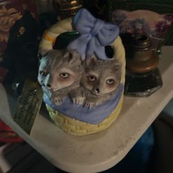 Vintage Porcelain Bisque Basket Babies 