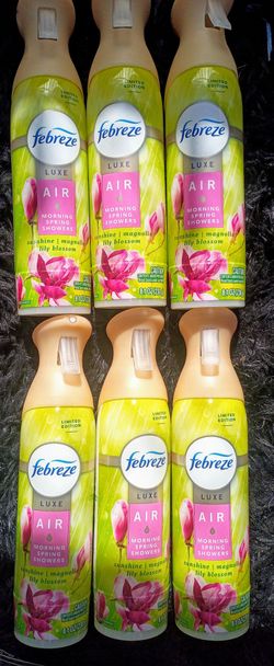 Febreze luxe air mist morning spring showers.