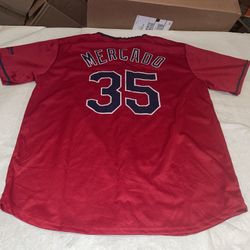 Oscar Mercado Cleveland Indians Jersey Red Clean Men Xl MLB Vintage