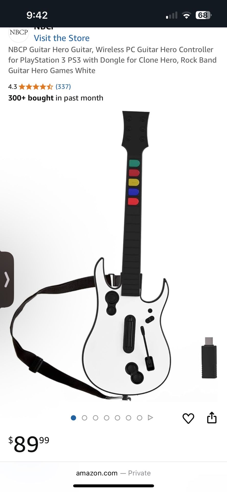 Guitar Hero Guitar With Games PS3/xbox/pc 100$