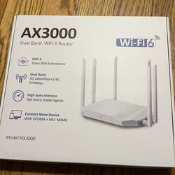 Brand new WiFi Router Routers for Wireless Internet - AX3000 WiFi 6 Router with 6 Wi-Fi Antenna Covers up to 3500 sq.ft, Connect 105 Devices,Gigabit R