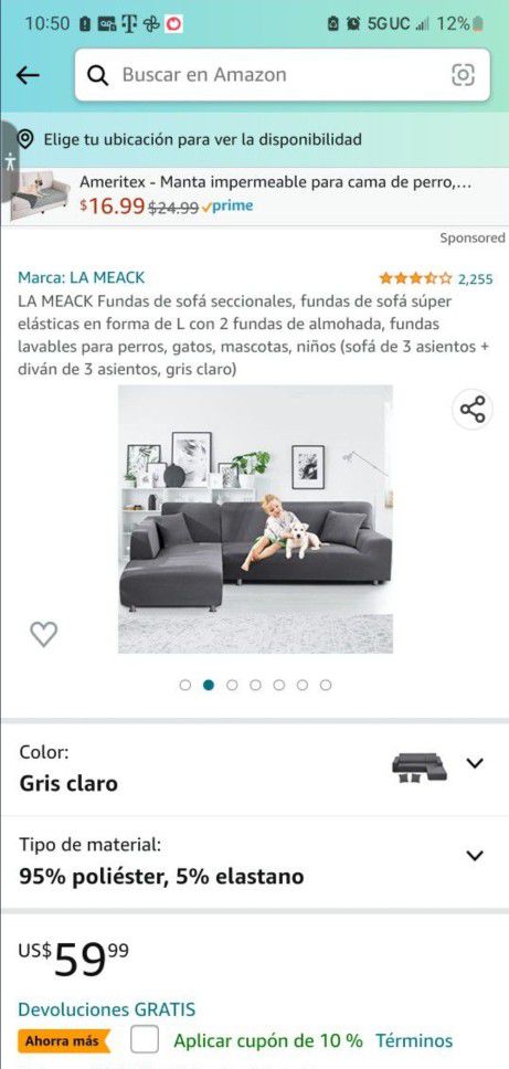 La Meack sectional sofa covers super stretch l-shape couch covers whit 2 pillowcases washable slips covers for dogs, cats, pets, kids, 