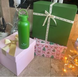 New Kate Spade New York Green Stainless Steel Water Bottle With Lid Handle