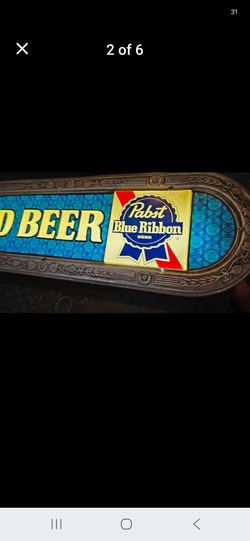 Vintage Pabst Blue Ribbon “COLD BEER” Bar Sign / Tin Wall Decor (Great Condition)