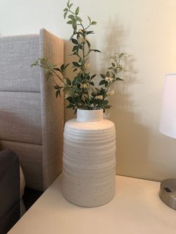 Crate N Barrel Holden Speckled White Vase 11.5"