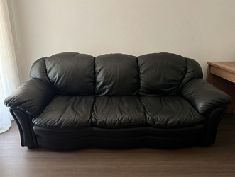 Black Leather Sleeper Sofa – Fair Condition - Oklahoma City, OK