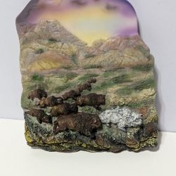 Spirits of the Soul 3D Buffalo Wall Art – Handpainted Resin Herd Scene – 7.5" Plaque

