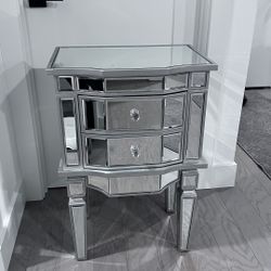 Mirrored side table or night stand with storage drawers