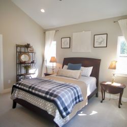 Queen Sleigh Bed, Queen Mattress, Side Tables, Lamps