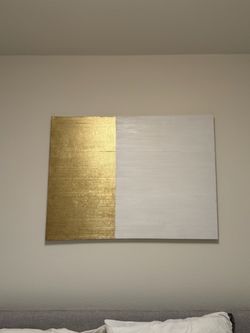 Contemporary White/Gold Textured Canvas Art