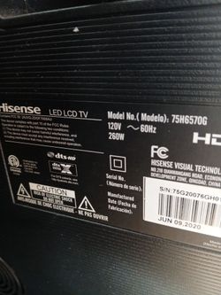 75  inch HISENSE  TV