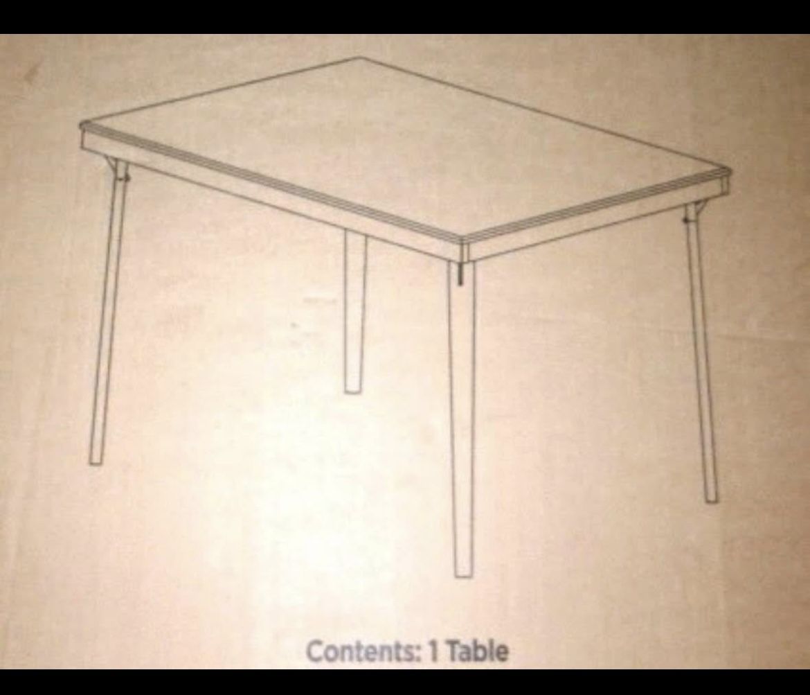 New In Box COSCO 44" x 32" Wood Folding Dining Table, Gray Woodgrain