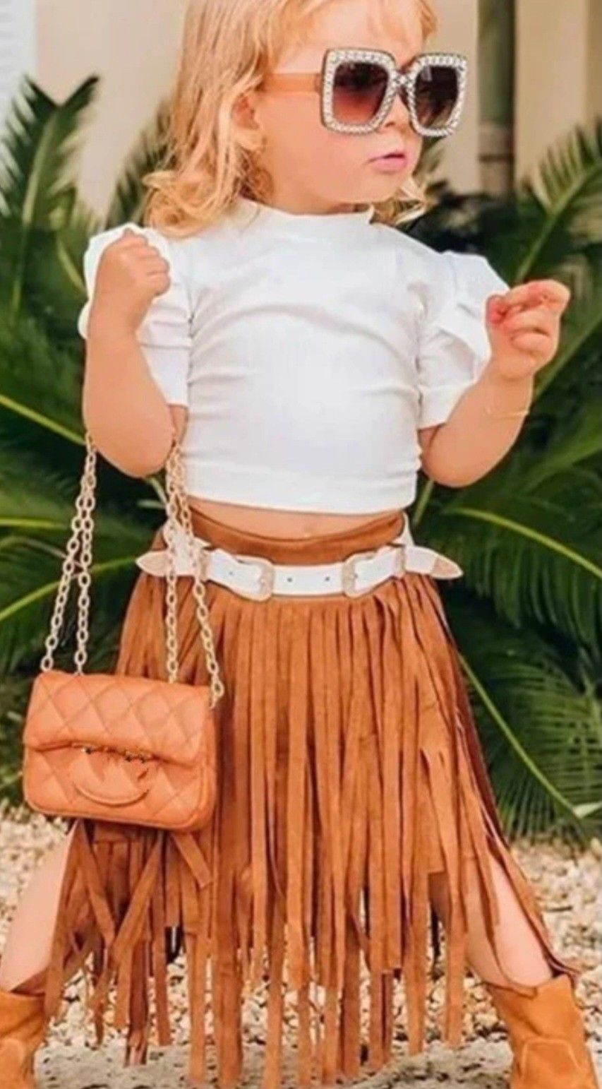 Toddler Suede Fringe Skirt