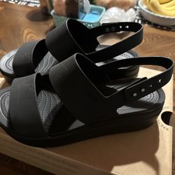 Crocs Brooklyn Low Wedge Black Size 9 Women