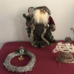 Santa, Wreath, Angel