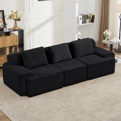 Modular Sectional Sofa, 3 PCS Comfy Cloud Sectional Couch with Deep Seat, Corner Sofas, Modern Boneless Couch for Living Room, No Assembly Required,Bl