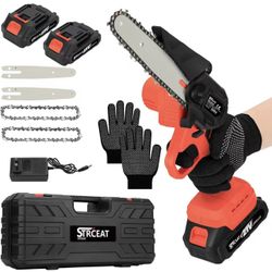 Mini Chainsaw Cordless,6-inch Mini Chainsaw Cordless, Handheld Electric Portable Handheld Small Cordless Saw 2 Batteries,Portable Cordless for Wood Cu