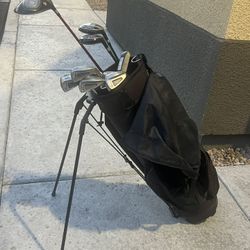 Golf Bag And Golf Clubs Irons 456789 Woods Driver And Putter. All For 80 