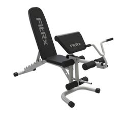 FitRx Workout Bench, Weight Bench with Adjustable Incline, Curl Bar, and Leg Lever for Home Gym Exercise Equipment