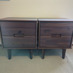 (2)  Sloane Mid-Century Modern Walnut Brown Nightstand - Walker Edison