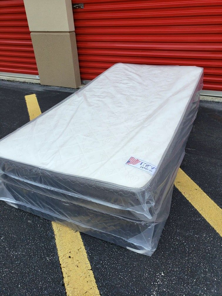 NEW TWIN SIZE SET MATTRESS AND BOX SPRING 2PC