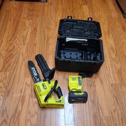 Ryobi 40V 'HP' 12" Top Handle Chainsaw, Battery, Rapid Charger, Case Kit