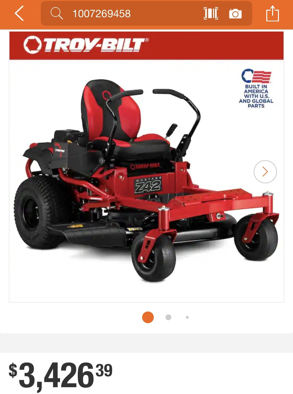 Troy Built Zero Turn Lawnmower 