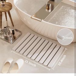 New Foldable Stone Bath Mat, Quick Dry Stone Drying Mats for Bathroom, Super Absorbent Bath Mat, Non Slip, Large Diatomaceous Earth Dish Drying Mats f