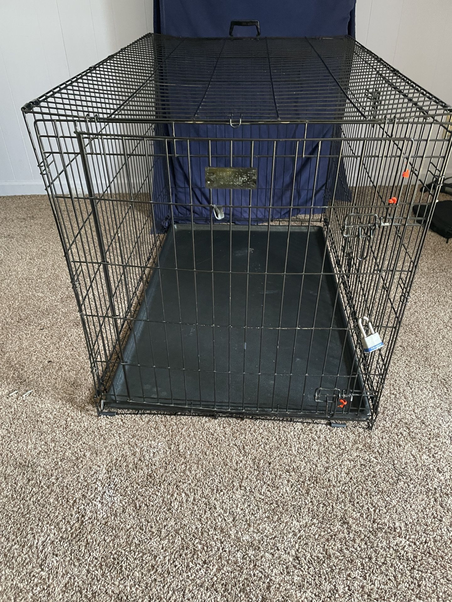 Large Dog Crate, Dimensions; 30”w x 48”L x 32”h.