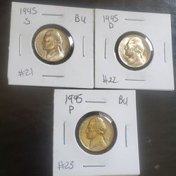 Silver 1945 Jefferson War Nickel's