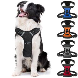 Gorilla Grip No Pull Comfortable Durable Dog Harness With Handle, Pet Leash Clips On Chest Or Back For Walking, Large (Chest: 17" - 34") Black