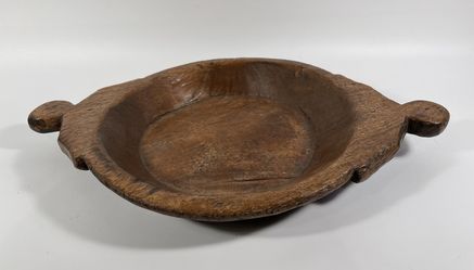 Antique Wooden Dough Kneading Parat Bowl Original Old Hand Carved
