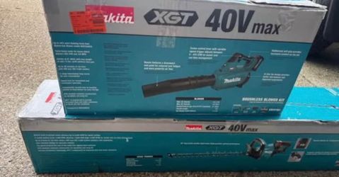 Makita XGT 40V max Brushless Cordless 24 in. Hedge Trimmer and Blower with 4.0Ah battery &charger
