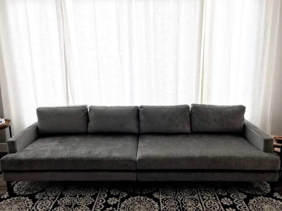 West Elm Andes Gray Couch - Oversized Extra Deep Sofa