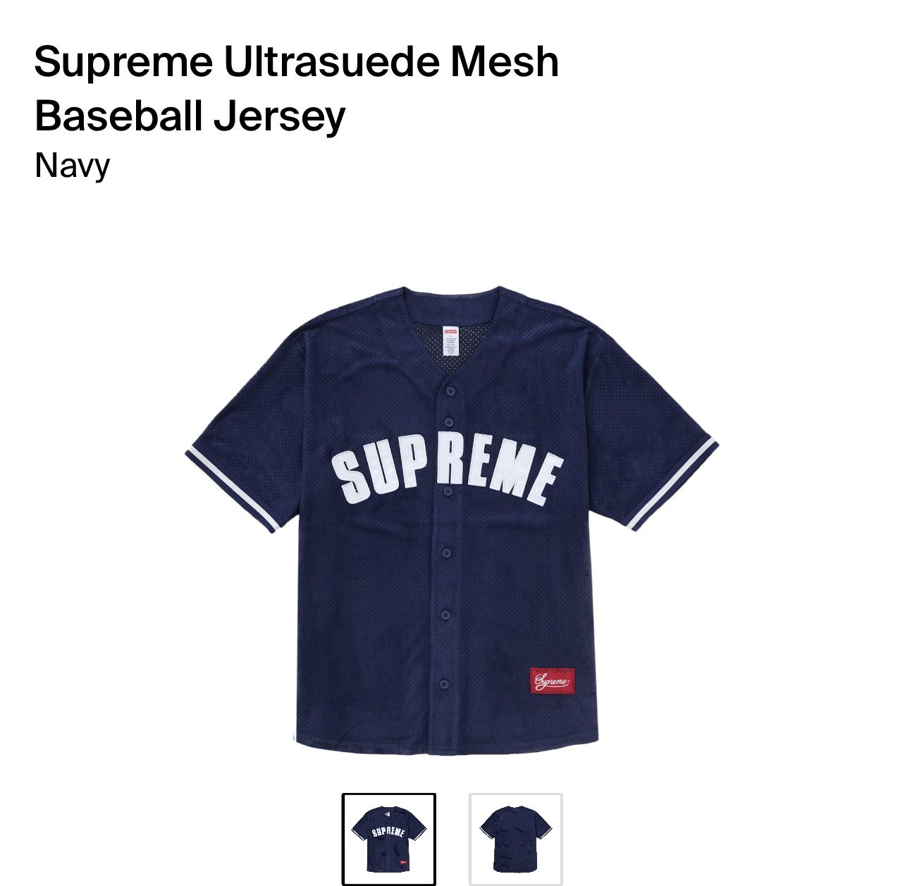 Supreme Ultrasuede Mesh Baseball Jersey Navy for Sale in Lynwood